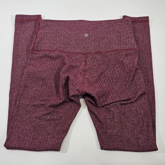 Women's 8 Lululemon Wunder Under Pant Hi-Rise Chevron Knit Leggings Burgundy - Picture 4 of 6